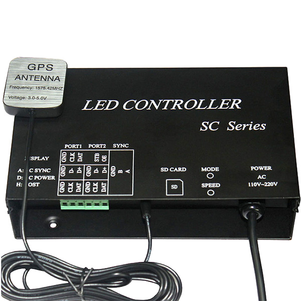 LED Wireless Synchrony, Timing GPS Programmable SD Controller, Double 4096 Pixels Output Ports, Support Addressable Digital LED Lights
